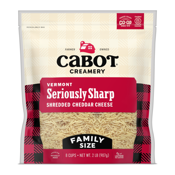 Cabot Seriously Sharp Shredded Cheddar Cheese, 2lb – Agri-Mark, Inc ...